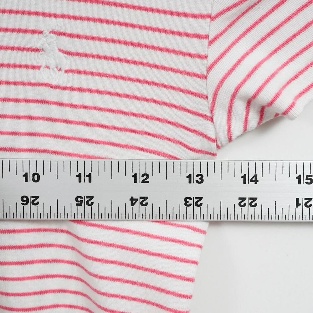 Polo Ralph Lauren Women's XS Pink White Striped T-Shirt Tee Pony Logo - Picture 5 of 7